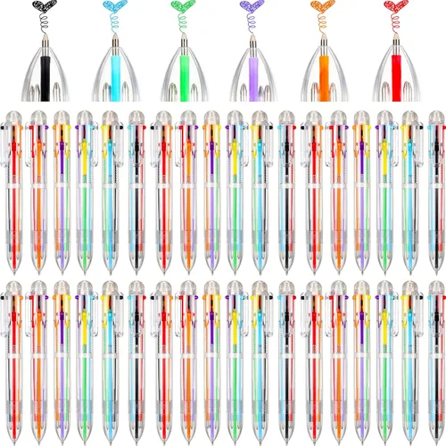 Handepo - Paquete de 60 bolígrafos multicolor de 6 en 1, 0.5 mm, 6 colores, retráctiles, arcoíris, para regreso a clases, estudiantes, regalos,