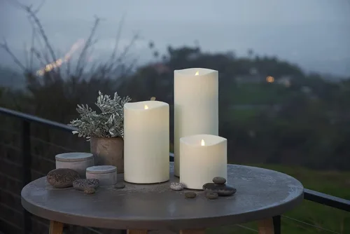 Miniatura 3 de Luminara Vela de pilar de llama móvil artificial realista IPX4 - Luces LED de llama móvil a pilas para Navidad exterior, Halloween, control remoto