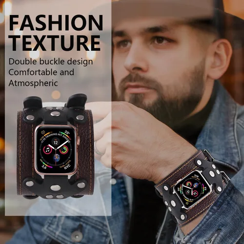Miniatura 3 de VIQIV Correas de cuero compatibles con Apple Watch 38/40/41/42/44/45/1.929 in Series 9 8 7 6 5 4 SE Ultra Band para mujeres y hombres, correas