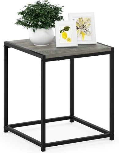 FURINNO Camnus - Mesa auxiliar de vida moderna, roble francés gris, 15.75 pulgadas x 15.75 pulgadas x 17.83 pulgadas gris roble francés