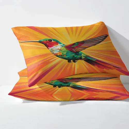 Miniatura 3 de Juego de sábanas de colibrí tamaño individual, sábanas vintage de arco iris, sábanas y fundas de almohada estampadas de 3 piezas, sábana bajera