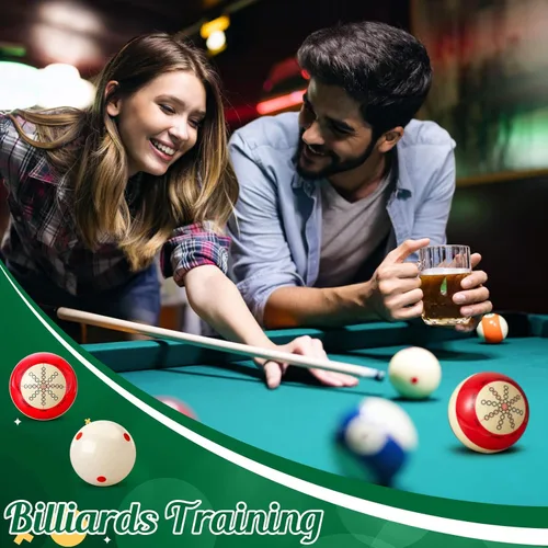 Miniatura 5 de Gemscream 2 piezas de bolas de taco de billar con puntos, artefacto de entrenamiento de práctica, tamaño reglamentario 2-1/4 pulgadas, bolas de Rojo