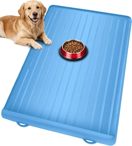 Miniatura 9 de Tapete para comida y agua para perros, tapete grande de alimentación de mascotas de 39.4 x 27 pulgadas con bolsillo para recolección de residuos