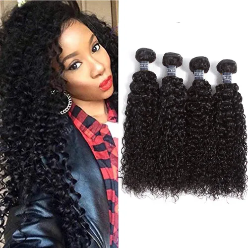 Miniatura 34 de Amella Hair Paquetes de Cabello Humano Brasileño Rizado con Cierre Grado 8A Virgen Sin Procesar Paquetes de Tejido de Cabello Brasileño con Cierre