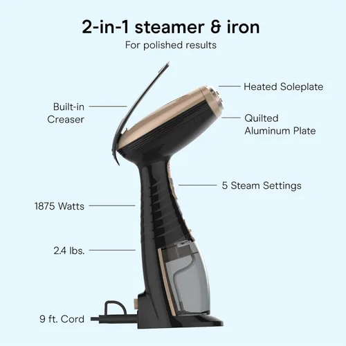 Miniatura 4 de Conair Vaporizador de mano para ropa, vaporizador de tela Turbo ExtremeSteam 1875W, diseño portátil de mano, vapor penetrante fuerte, exclusivo