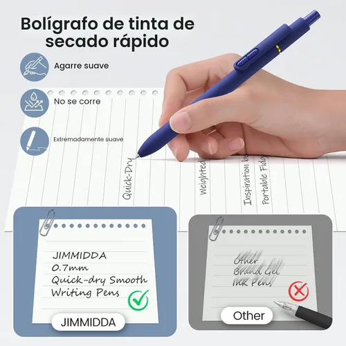 Miniatura 4 de 8 bolígrafos de gel negros - 0.7mm de punta media, tinta negra Escritura suave - Bolígrafo retráctil de secado rápido para hombres y mujeres