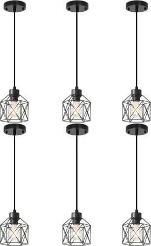 Miniatura 13 de Lámparas colgantes de 3 luces, iluminación colgante de estilo granja, candelabro de comedor, lámpara colgante industrial para isla de cocina