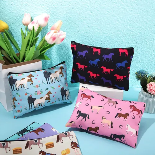Miniatura 3 de Saintrygo 6 bolsas de caballos, regalos de maquillaje, bolsa de cosméticos para caballos, bolsos, amantes de los animales, mujeres y niñas, bolsa