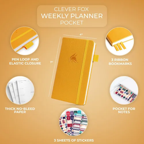 Miniatura 2 de Clever Fox Agenda de bolsillo semanal – Agenda mensual sin fecha y calendario, mini planificador perfecto para bolso, 3.7 x 6.7 pulgadas