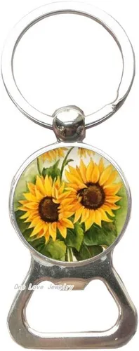 girasol llavero girasol abrebotellas llavero flor abrebotellas llavero flor joyería flores amarillas, TAP044