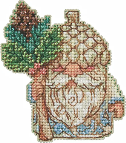 Mill Hill Kit de adornos de punto de cruz con diseño de gnomos de bellota 2023 Jim Shore Woodland Gnomos JS202314, 3 x 3.5 pulgadas, multicolor