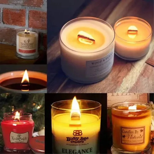 Miniatura 5 de Simoda 60 mechas de madera para velas con soporte de hierro, núcleos de velas, mecha natural respetuosa con el medio ambiente para hacer velas y 60