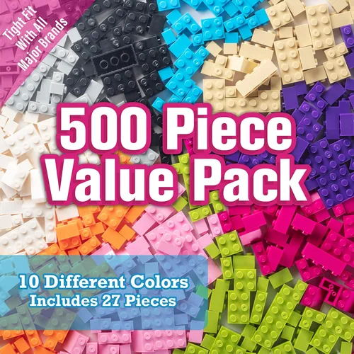 500 ladrillos de bloques de construcción en colores pastel Friends – 10 colores, 9 formas y 27 piezas de techo – Compatible y ajustado con todas las