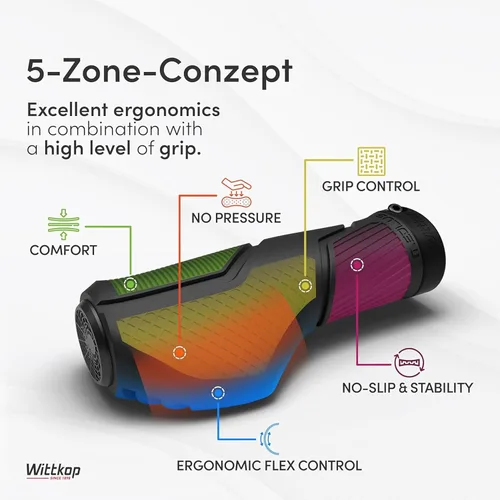 Miniatura 3 de Wittkop Empuñaduras de bicicleta con innovador diseño de 3 zonas fabricadas en Alemania - Comodidad ergonómica antideslizante y zonas EFC para un