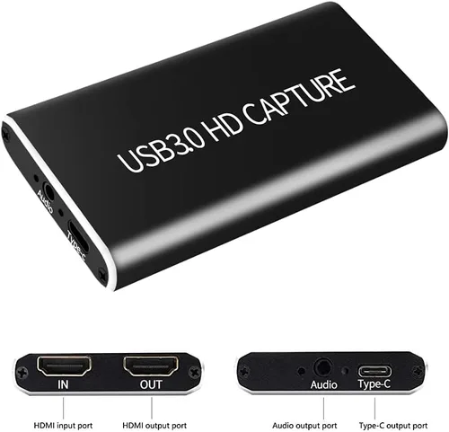 Miniatura 2 de Tarjeta de captura de video HDMI, tarjeta de captura de video VSVABEFV Audio y Video, HDMI a tipo C/USB 3.0 Dispositivo de captura de video HDMI