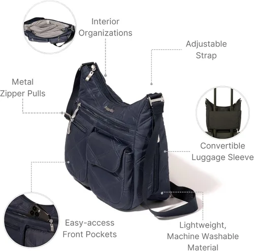 Miniatura 46 de Baggallini womens Everywhere Bagg Crossbody Women 11x9 Lightweight Nylon Hobo Water-resistant Travel Bag W/Rfid