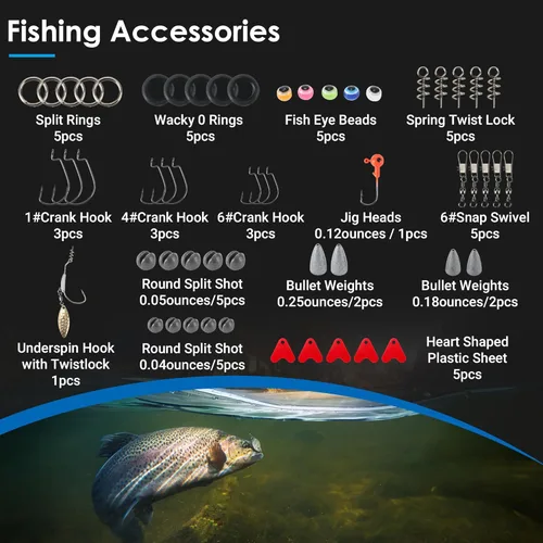 Miniatura 5 de Kit de Caja de Señuelos y Anzuelos de Pesca SMMYMGF, Equipo y Accesorios para Pesca de Agua Salada y Dulce, Incluyendo Señuelo Bionic Swimbait, Caja