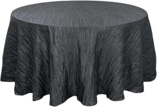 Your Chair Covers - Mantel redondo de tafetán arrugado de 120 pulgadas - Mantel negro brillante para mesa de comedor para bodas, fiestas,