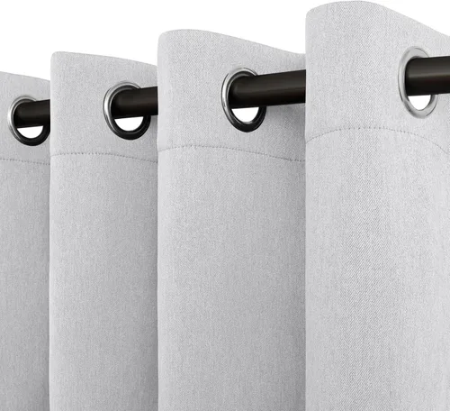 Miniatura 13 de Easy-Going - Cortinas opacas con aspecto de lino para oscurecer la habitación, con ojales para ventana, cortinas para dormitorio, sala de estar