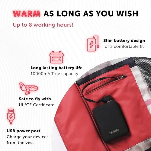 Miniatura 4 de K7 Chaleco térmico para niñas (jóvenes, adolescentes) con batería recargable incluida, chaleco eléctrico ligero