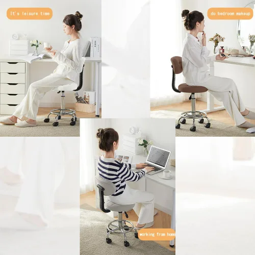 Miniatura 7 de Silla de dibujo de oficina con respaldo y reposapiés, silla de escritorio de oficina multiusos, silla de hogar, cojín de asiento grueso