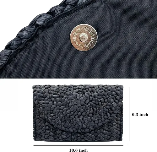 Miniatura 4 de Bolsos de mano de paja para mujer, bolsos tejidos de paja de maíz, bolsos de playa