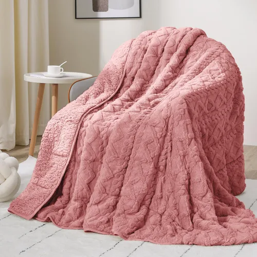 Miniatura 37 de Manta con peso de 15 libras, tamaño twin, manta con peso de sherpa a cuadros 3D de jacquard suave y elegante para adultos, manta de cama acogedora