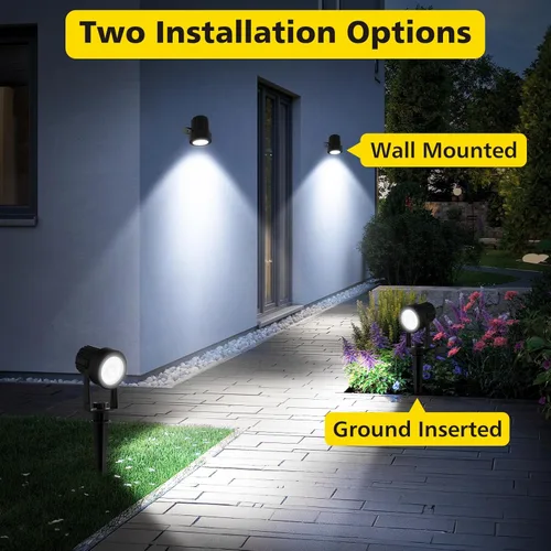 Miniatura 6 de T-SUN Focos solares al aire libre impermeables, luces de paisaje solares 2 en 1 LED para jardín, focos solares para árbol, jardín, estanque, piscina
