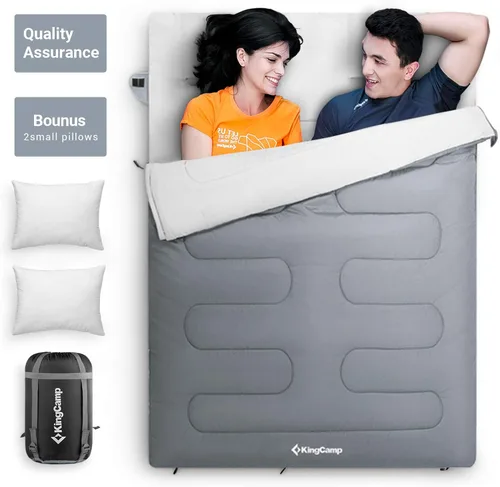 Miniatura 7 de KingCamp Saco de dormir tamaño Queen para adultos, parejas, XL, 20 grados y 2 personas, cálido y cómodo para acampar en familia