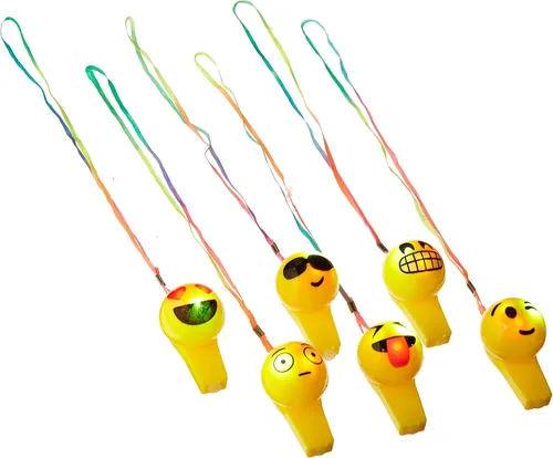 Miniatura 2 de Silbato collar iluminado con forma de emoticonos emoji, 1 docena