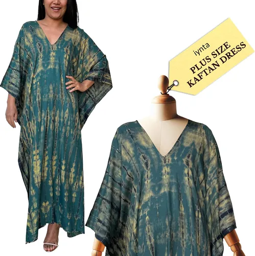 Vestidos caftán hechos a mano en talla grande para mujer, vestido de gran tamaño teñido anudado, salida de baño para vacaciones y salidas nocturnas