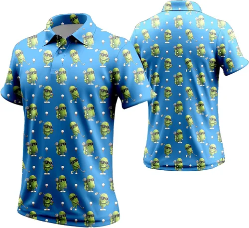 Miniatura 98 de Camisa de golf de los años 80 para hombre, ajuste seco, manga corta, estampada, divertidas, camisas de golf de los años 90 para hombre