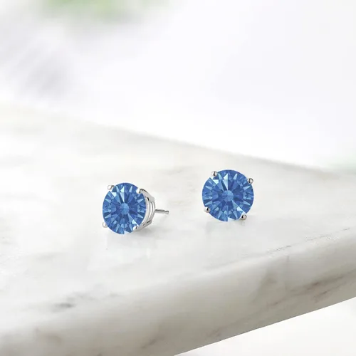 Miniatura 91 de Gem Stone King Aretes de plata de ley 925 con piedra natal redonda de 0.276 in para mujer