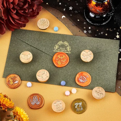 Miniatura 2 de CRASPIRE Sello de Cera de Halloween Cabeza de Sello de Calavera Sellado Cabeza de Sello de Latón Solo Sin Mango para Invitaciones de Boda Sobre