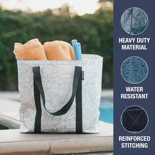 Miniatura 4 de Bolsas de almacenamiento plegables CleverMade, paquete de 2 bolsas de embalaje reutilizables de plástico resistentes de gran