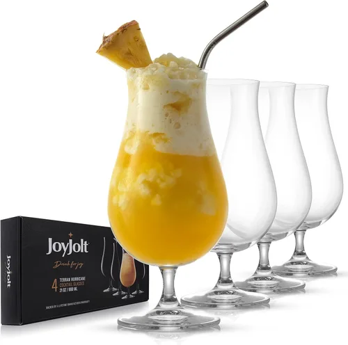 JoyJolt Terran - Vasos de piña colada, vasos de cóctel de huracán de primera calidad fabricados en Europa, juego de bebidas de cristal de 21 onzas,