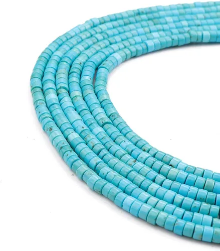 Miniatura 5 de BEADIA Cuentas Espaciadoras de Turquesa Azul Natural Semipreciosas para Hacer Joyas con Encabezados Sueltos 4mmx2mm 38cm Azul turquesa