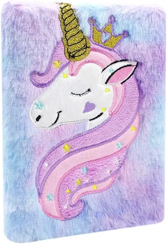 Miniatura 16 de Cuaderno de felpa difusa con bonito diario de oso de dibujos animados para niños y niñas para escribir dibujos (A5, 160 páginas rayadas)