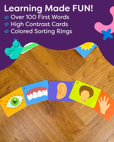 Miniatura 2 de Tarjetas de 100 primeras palabras – Tarjetas con imágenes de alto contraste – Aprendizaje educativo para el habla y vocabulario temprano