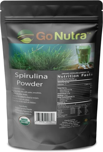 Miniatura 8 de Go Nutra Spirulina en polvo orgánico Superalimentos puros sin OMG para antioxidantes, minerales, ácidos grasos, fibra y proteínas, apto