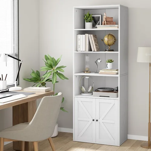 Miniatura 9 de IDEALHOUSE Estantería industrial con puertas de 11.8 pulgadas de profundidad, estantes de almacenamiento de 71.4 pulgadas de alto, estanterías