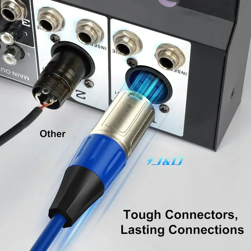 Miniatura 3 de J&D Cable de micrófono XLR, chapado en oro, resistente, equilibrado, de 3 pines, XLR macho a hembra, cable de micrófono de color para mezclador