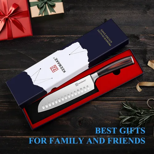 Miniatura 6 de Cuchillo de chef Santoku KEEMAKE - Cuchillo de cocina ultra afilado de 7 pulgadas con hoja de acero inoxidable para cocinar carne, fruta y verduras