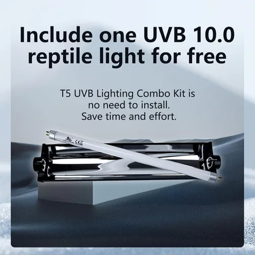 Miniatura 7 de T5 - Kit combinado de iluminación UVB para reptiles, lámpara de 8 W con bombillas Desert 10.0 T5 UVB, lámpara de calor para campana de terrario