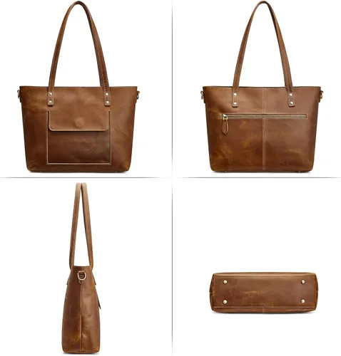 Miniatura 20 de S-ZONE Bolso bandolera vintage de cuero genuino para mujer