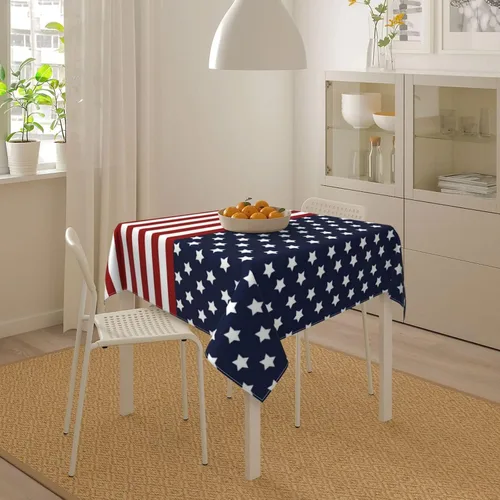 Miniatura 4 de Mantel cuadrado para el 4 de julio, mantel patriótico de 54 pulgadas, con rayas rojas, bandera estadounidense, Día de la Independencia, Día
