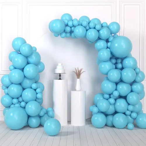 HOUSE OF PARTY Globos azul claro – Kit de guirnalda de globos azul bebé, kit de arco de globos de 5/12/18 pulgadas, color azul para fiesta de