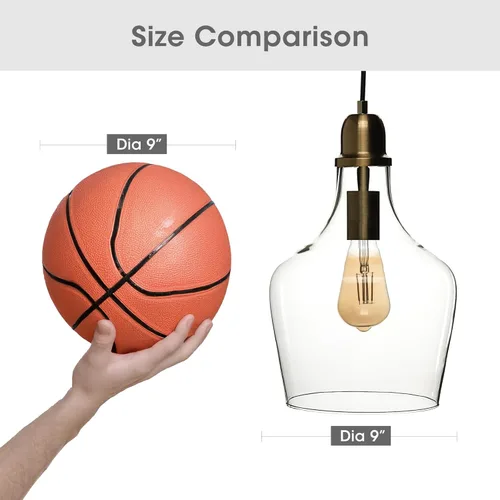 Miniatura 3 de INK+IVY Auburn - Lámpara colgante de cocina para comedor, luces industriales, lámpara colgante en forma de campana de vidrio soplado a mano