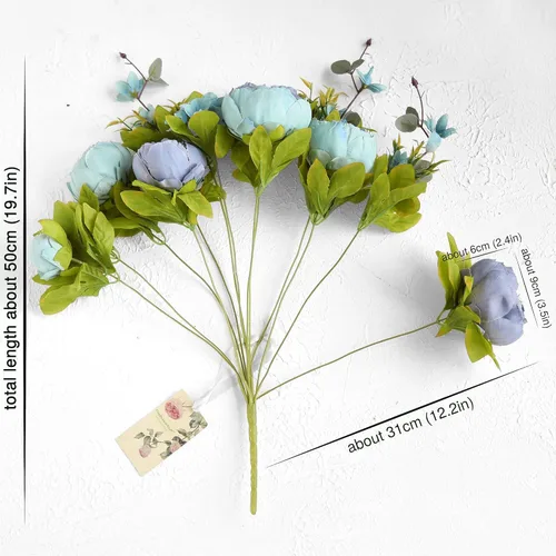 Miniatura 5 de FiveSeasonStuff - Peonías y hortensias artificiales de seda, ideal para decoración de bodas, novias, hogar, decoración de centro de mesa (2 ramos).