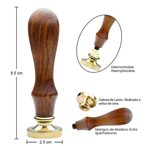 Miniatura 3 de Sello de cera medieval tradicional del alfabeto, mango de madera con cabeza de latón, para tarjeta de Acción de Gracias, sobre, envoltura de regalo